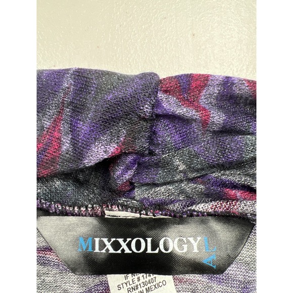 Mixxology LA Women XL Purple Chevron Short Sleeve Drape Cropped Cardigan Shrug - Picture 5 of 6